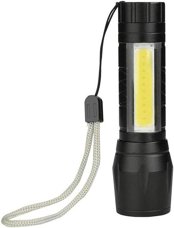 Kingavon Rechargeable Aluminium XPE COB Torch with Zoom – Black LED Torch