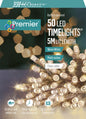 Premier 50 LED Multi Action Battery Operated TIMELIGHTS™ - Warm White/Clear Cable