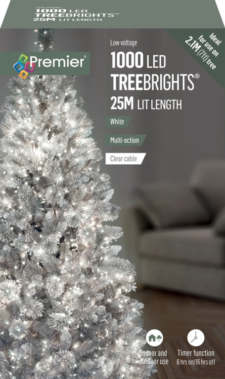Premier 1000 LED Multi Action Treebrights With Timer - White/Clear Cable