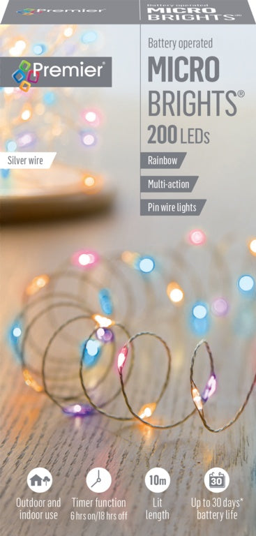 Premier 200 LED Multi Action Battery Operated Microbrights - Rainbow