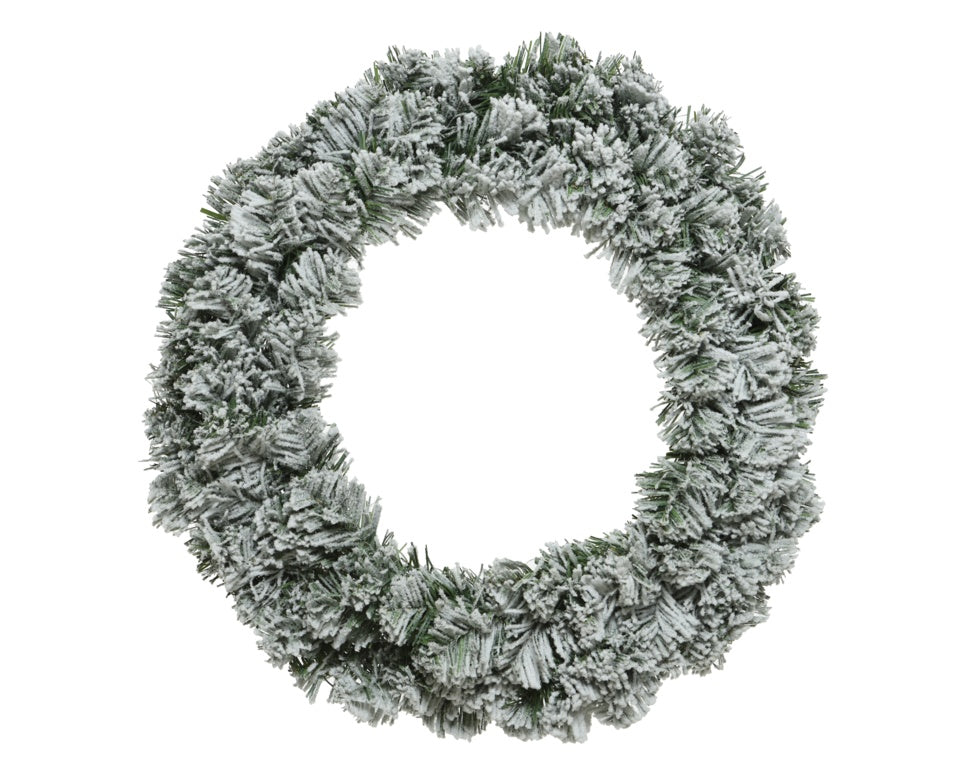 Kaemingk Imperial Snowy Wreath – Snow-Frosted Green Foliage 2 Sizes
