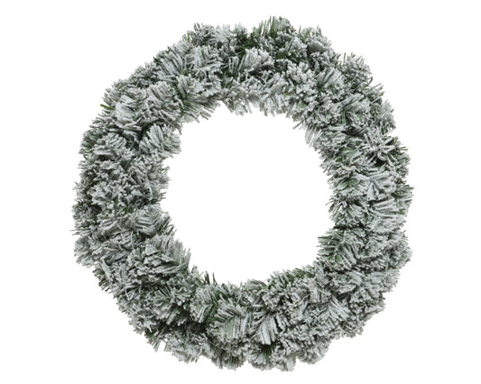 Kaemingk Imperial Snowy Wreath – Snow-Frosted Green Foliage 2 Sizes – 50cm