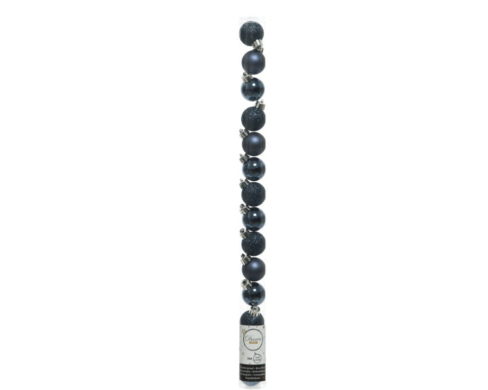 Kaemingk 3cm Shatterproof Christmas Baubles – Night Blue Finish