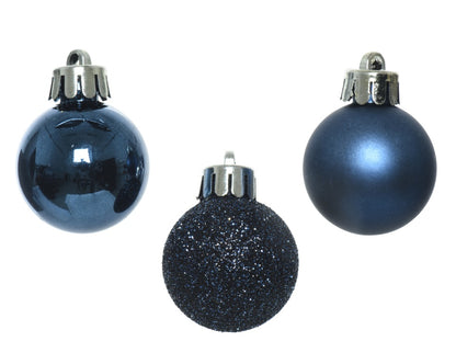 Kaemingk 3cm Shatterproof Christmas Baubles – Night Blue Finish
