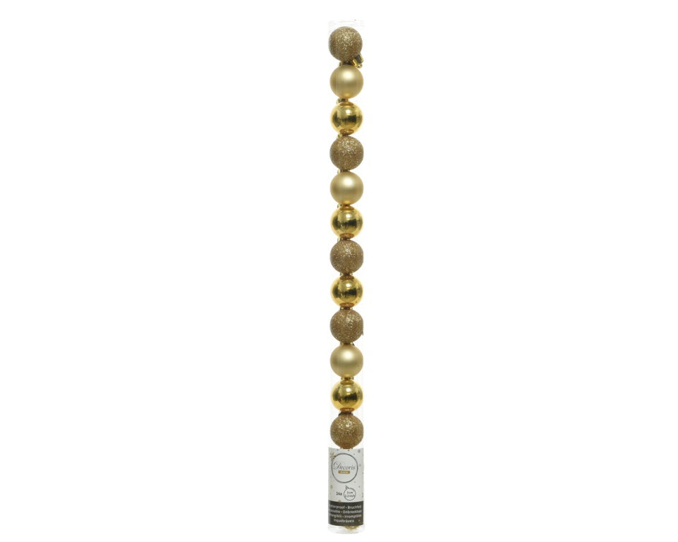 Kaemingk Shatterproof Baubles 3cm - Light Gold