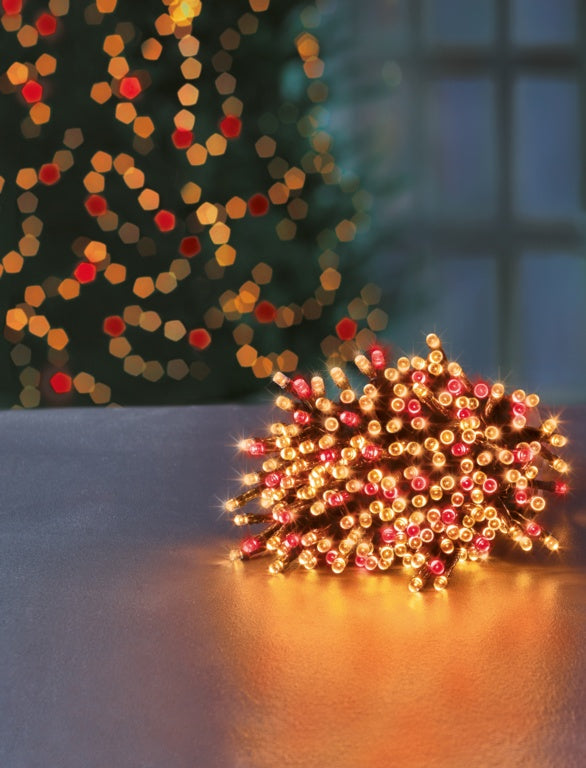 Premier 200 LED Multi Action Supabrights With Timer - Red/Vintage Gold