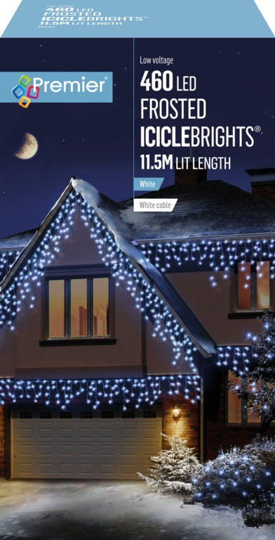 Premier Multi Action Frosted Cap Icicles White - 460 LED