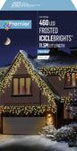 Premier Multi Action Frosted Cap Icicles - 460 LED Warm White/White Cable