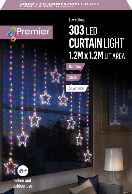 Premier Pin Wire Star V Curtain 1.2m - 303 Rainbow LEDs