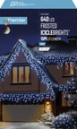 Premier Multi Action 640 LED Frosted Cap Icicles - White/Cable