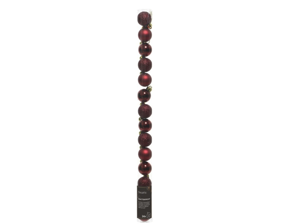 Kaemingk Shatterproof Baubles 3cm - Oxblood Mix