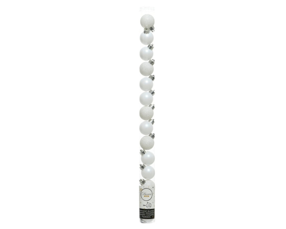 Kaemingk Shatterproof Baubles Matt Tube 14 - 3cm Glitter Warm White