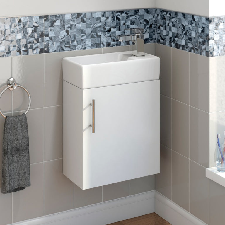 Rydal Wall Hung Mini Cabinet & Basin White