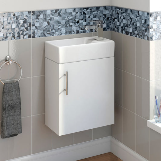 Rydal Wall Hung Mini Cabinet & Basin White