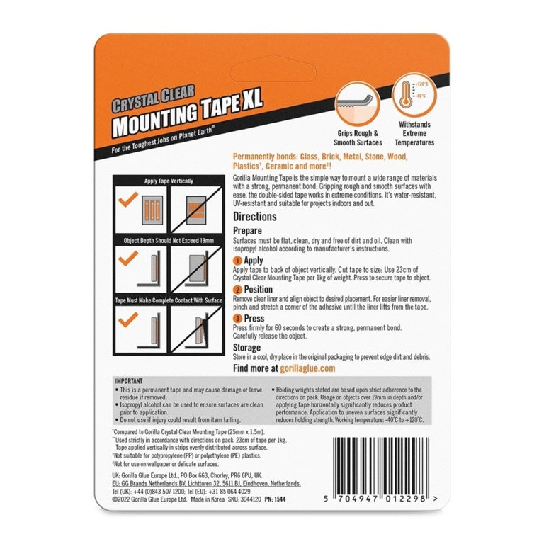Gorilla Clear Mounting Tape XL
