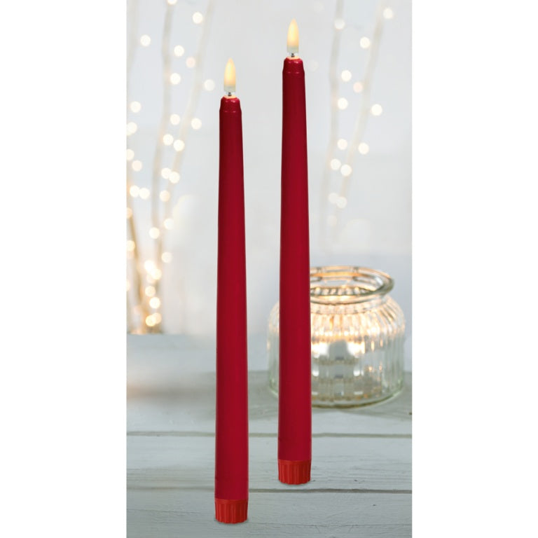 Premier Red Taper Candles With FlickaBright Flame - 27.5cm
