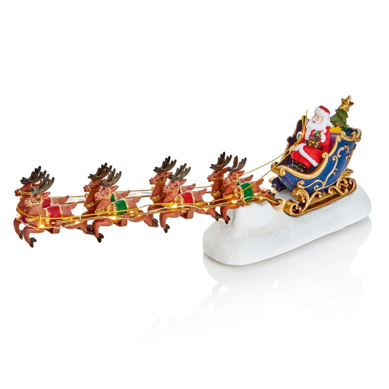 Premier Lit Santa Sleigh With Reindeer - 34cm