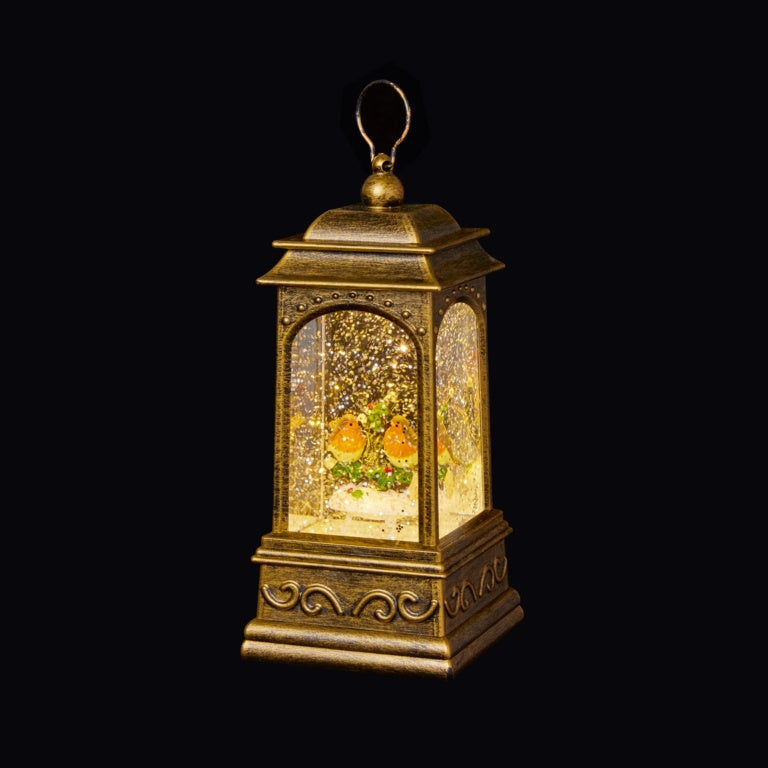 Premier Robin Scene Water Spinner Lantern - 21cm
