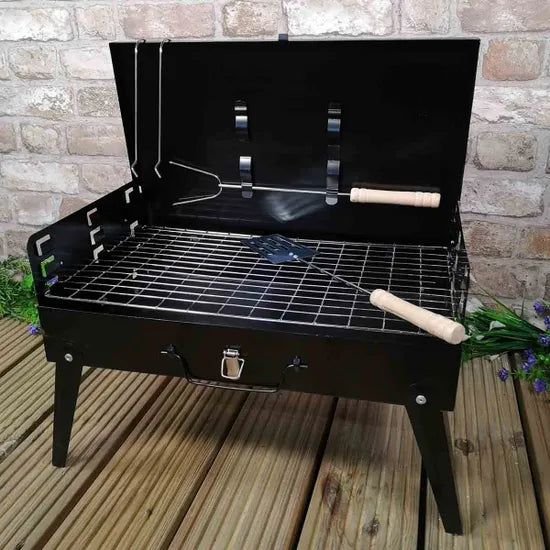 Redwood 43cm x 26cm Portable Folding Charcoal BBQ Grill With Accessories
