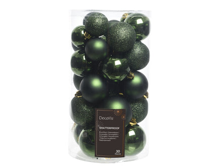 Kaemingk 6cm Shatterproof Bauble – Pine Green Finish 6cm (Pack of 30)
