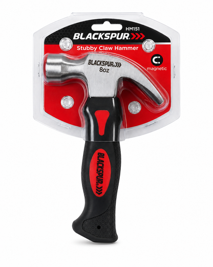 Stubby Claw Hammer 8oz – Magnetic Nail Holder &amp; Cushion Grip