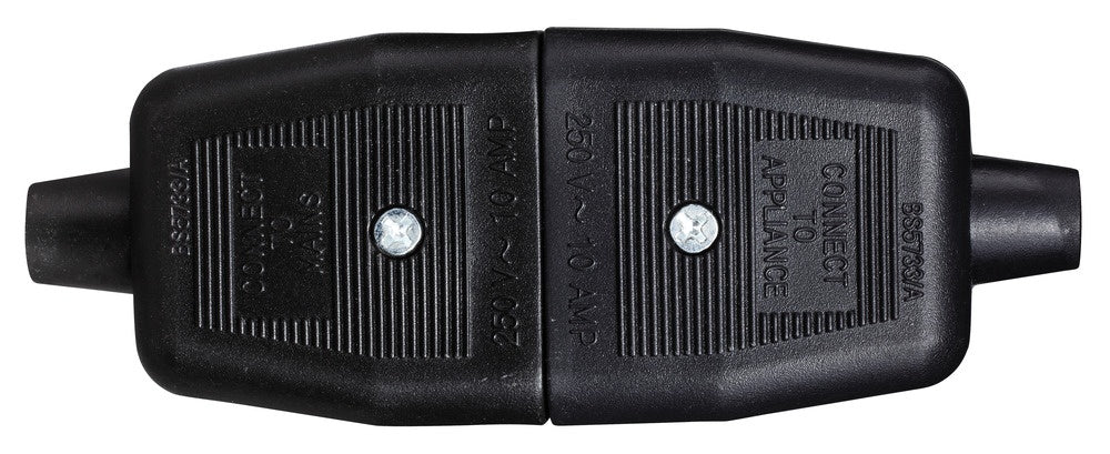 Masterplug 10A 3 Pin Heavy Duty Non-Reversible Connector Black – Rewireable Electrical Connector