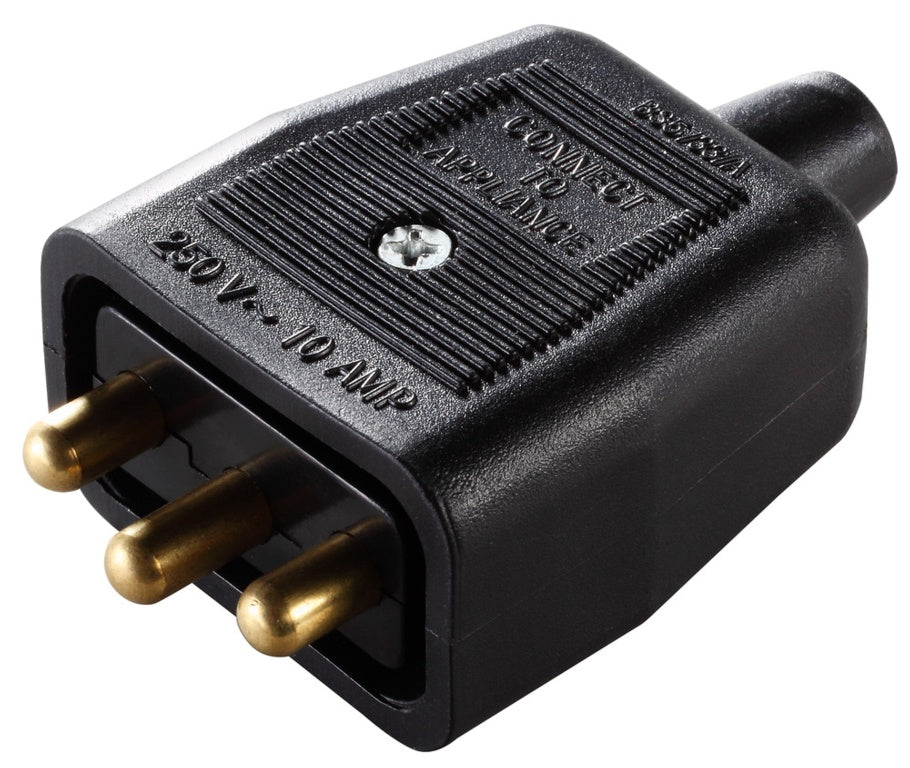 Masterplug 10A 3 Pin Heavy Duty Non-Reversible Connector Black – Rewireable Electrical Connector