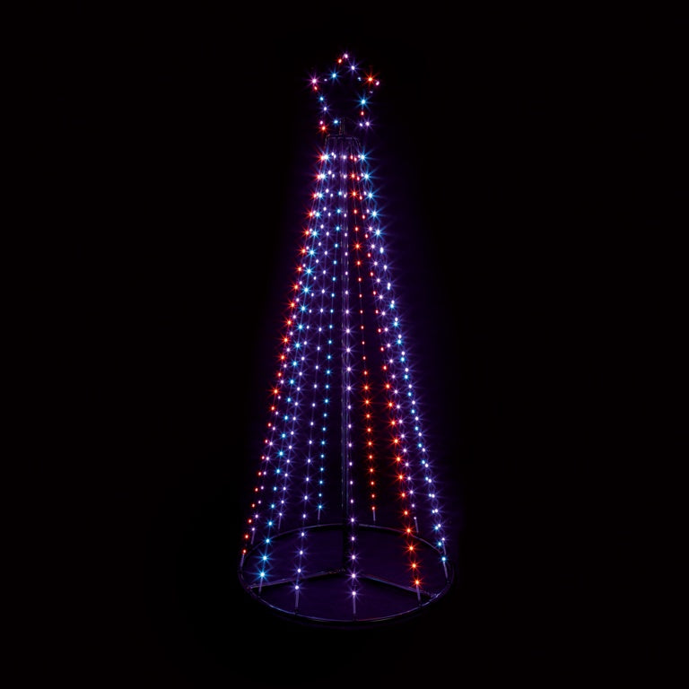 Premier Multi Action FlexiBright Pyramid Tree - 1.4m Red/Blue/White