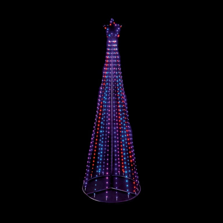 Premier Multi Action FlexiBright Pyramid Tree - 2.1m Red/Blue/White