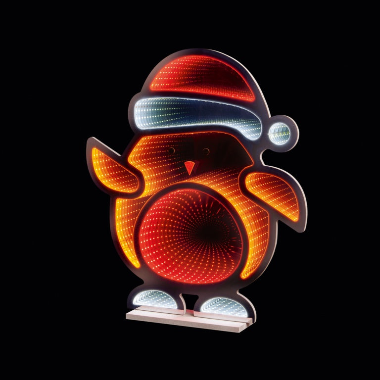Premier Robin Infinity Mirror 60cm – Festive LED Wall Décor