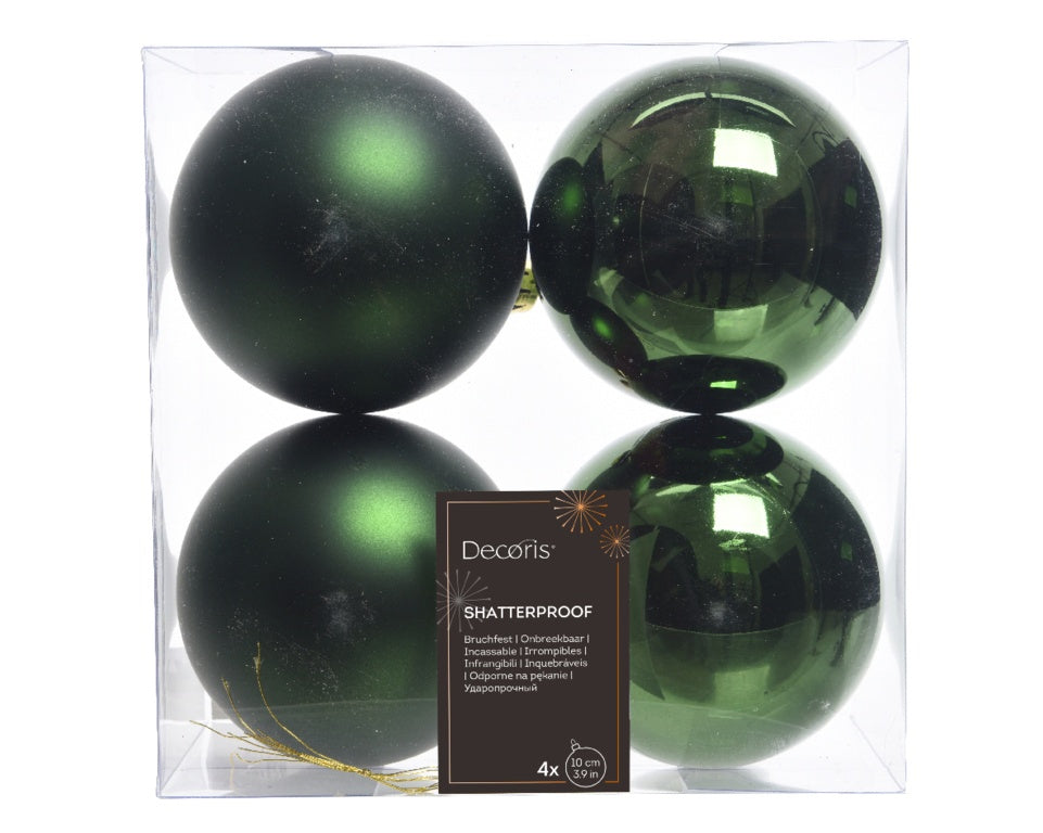 Kaemingk Shatterproof Plain Baubles - Pine Green 10cm