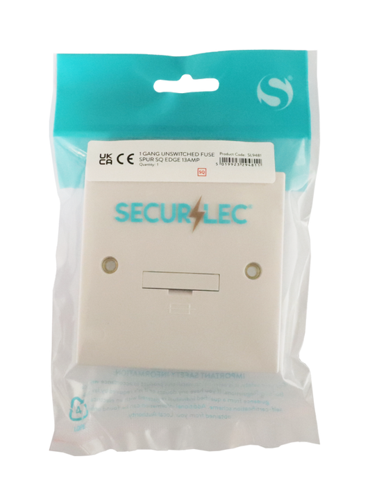 Securlec Square 1 Gang Unswitched Fused Spur