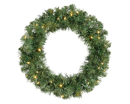 Kaemingk Imperial Green Wreath – 50cm Pre-Lit with Warm White LEDs