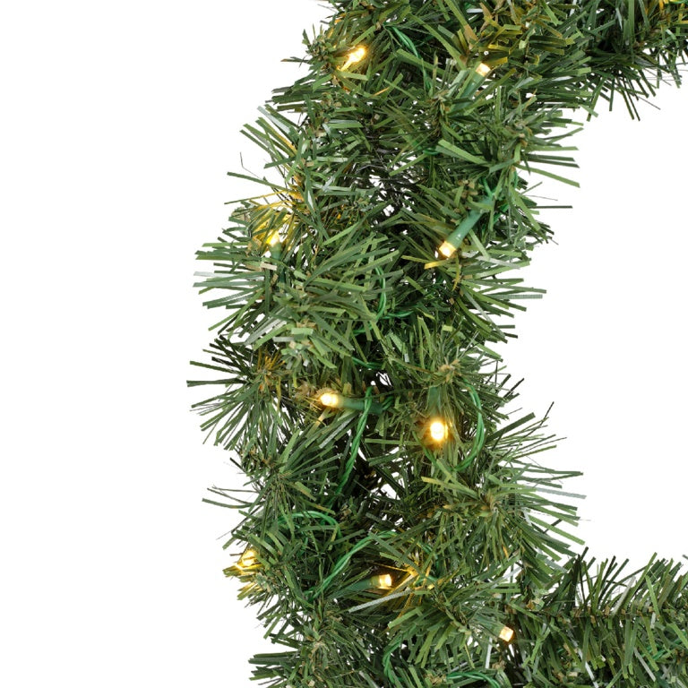 Kaemingk Imperial Green Wreath – 50cm Pre-Lit with Warm White LEDs