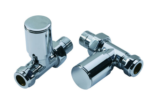 Modern Chrome Radiator Valve Angled Pair