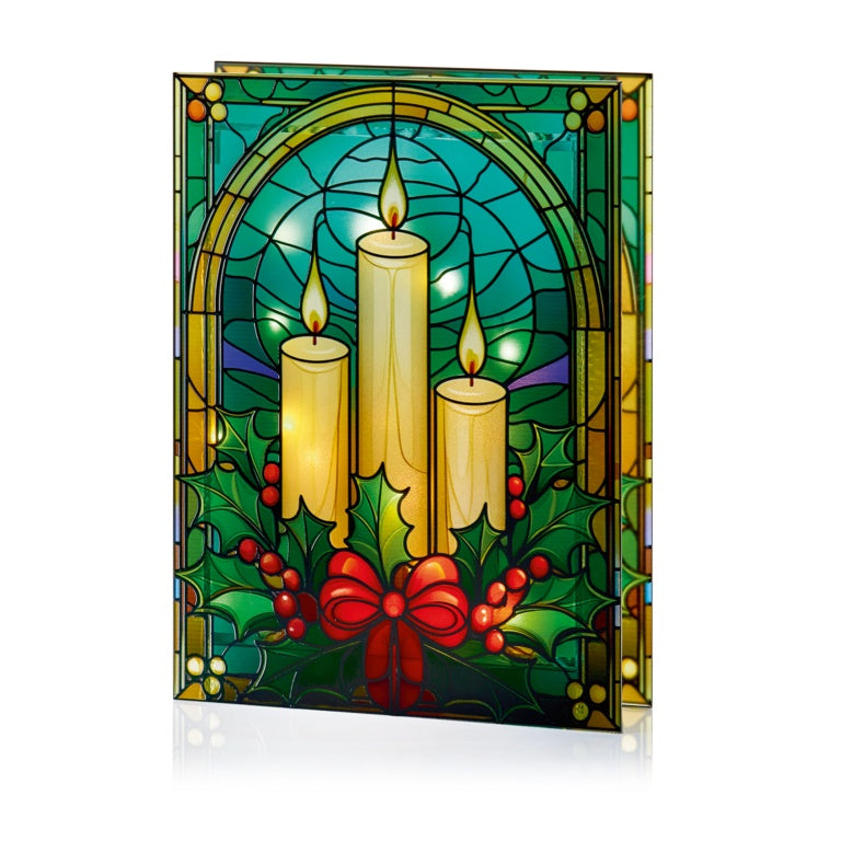 Premier Battery Operated Lit Glass Candles Table Top 50 Warm White LEDs - 21x28