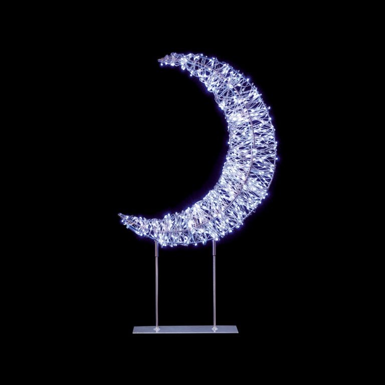 Premier Table Top Crescent Moon 720 LED White - Silver 45cm