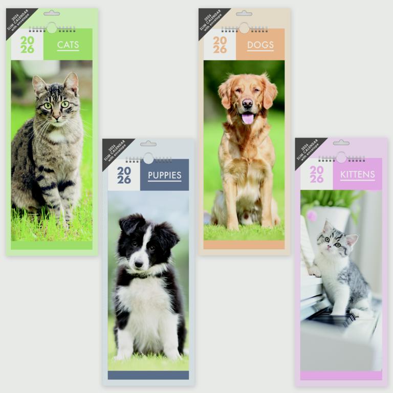 Ig Design Slim Calendar Cats & Dogs - 4 Assorted Designs