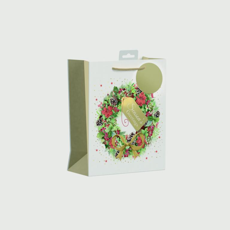 Giftmaker Christmas Wreath Gift Bag - Medium
