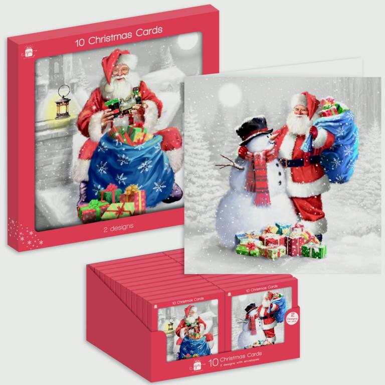Giftmaker Traditional Outdoor Santa Christmas Cards - Pack 10