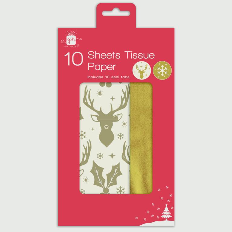 Giftmaker Gold Stag Tissue Paper - 10 Sheets