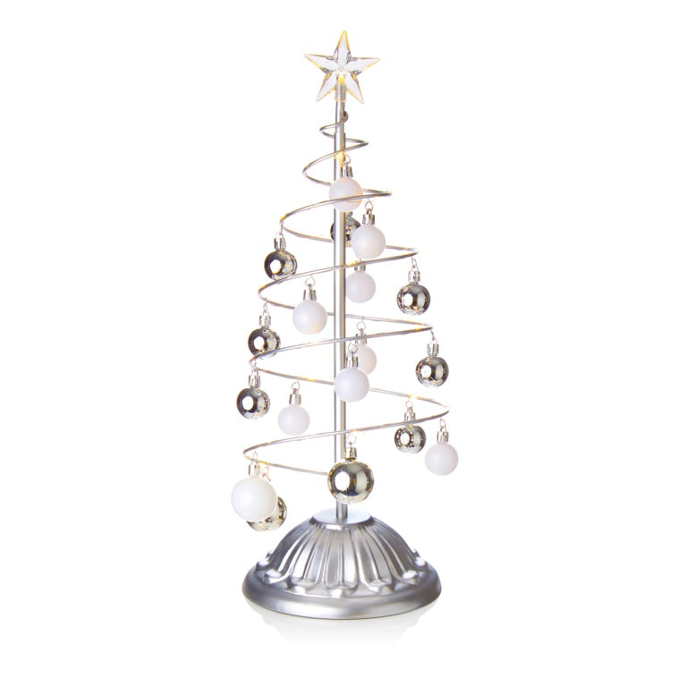 Premier Lit Silver Metal Bauble Tree - 50cm Warm White LEDs