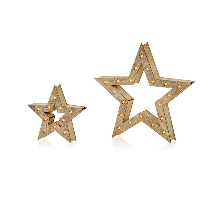 Premier Lit Wooden Star Set Of 2 - 21cm