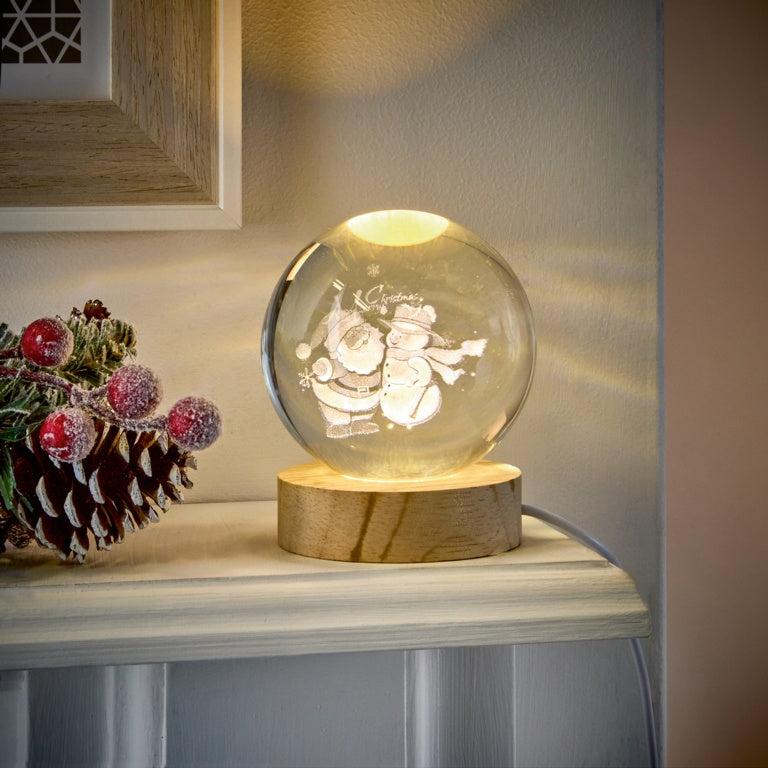 Premier USB Lit 3D Etched Glass Ball 8cm