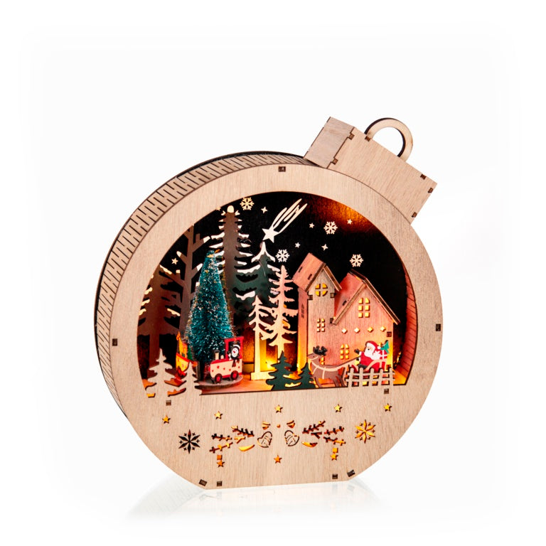 Premier Lit Wooden Bauble - 23cm