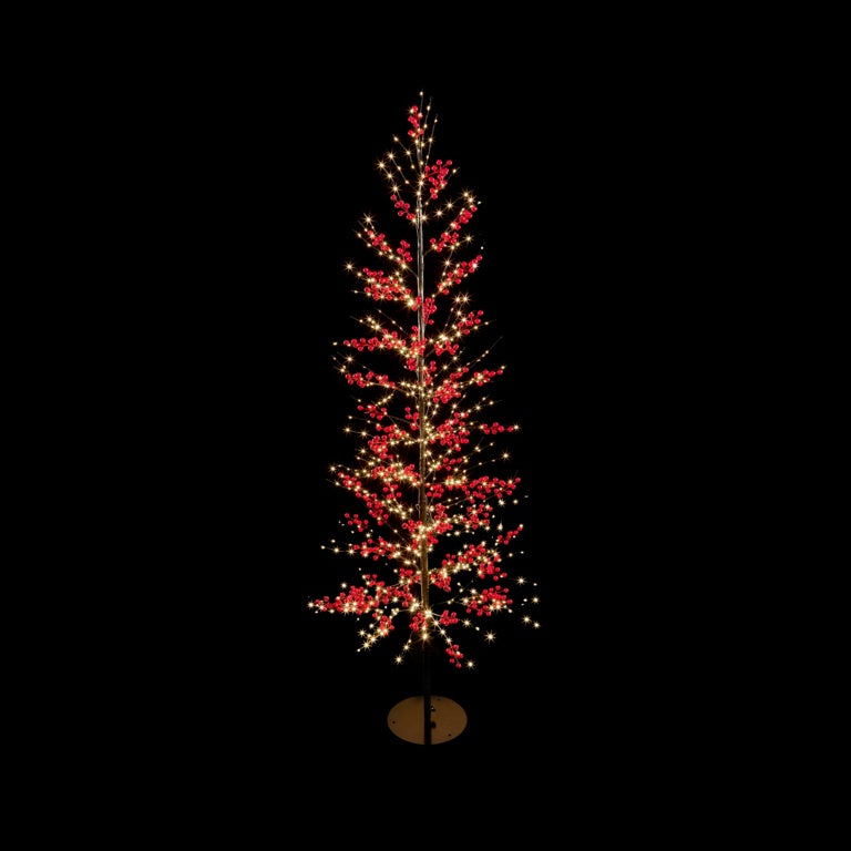 Premier Lit Red Berry Tree With 775 Warm White LEDs - 1.8m