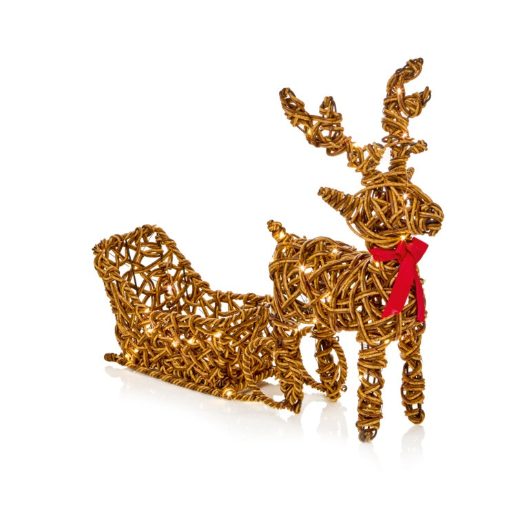 Premier Multi Act Lit Rattan Look Reindeer - 50 x 39cm