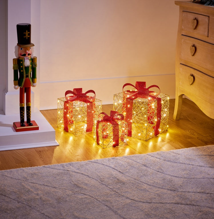 Premier Lit Golden Elegance Parcels Set Of 3 - 25cm