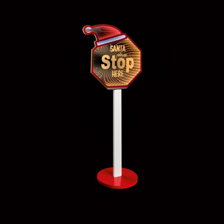 Premier Santa Stop Here Sign With Santa Hat - 80cm