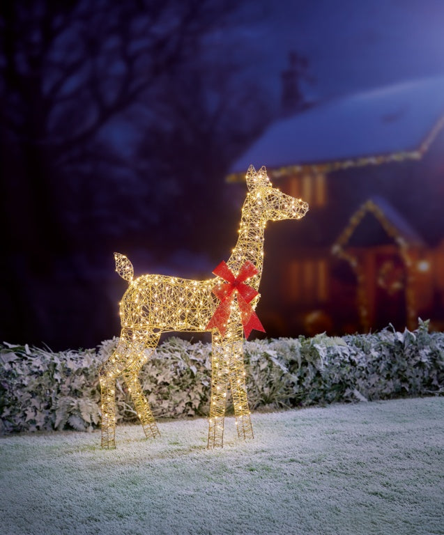 Premier Lit Golden Elegance Twist Tall Standing Deer - 1.1m